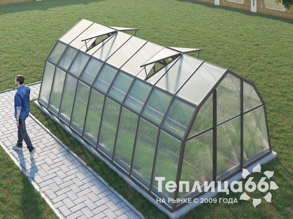 Теплица Рада Байкал из поликарбоната, 3x6 метров, графитовая